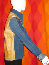 Early 1970's Vintage Men's "Antonio Guiseppe" Denim and Leather Shirt Jacket, Hand Painted Hippies, Denim Deconstructed Levi's Pieces. Pop Art, Psychedelic, Mod, Groovy, Hippie, Glam.