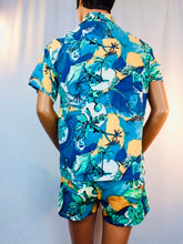 1960's Men's Islands Creations Bark Cloth Cabana Set Swimwear Suit, Hawaii, Trunks, Aloha Shirt Shorts Surfer Tiki Hawaiian Groovy Mod Pop Art