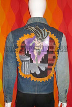 Early 1970's Vintage Men's "Antonio Guiseppe" Denim & Leather Shirt Jacket, Hand Painted D.C. Comics Batman & Levi's Denim Pieces Deconstructed, Pop Art, Groovy, Psychedelic, Mod, Hippie, Glam.