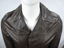 1960's Men's Brown Leather Car Coat Jacket Psychedelic, Groovy, Beatnik, Mod, Dandy, Rock, Carnaby St, Hippie, Biker