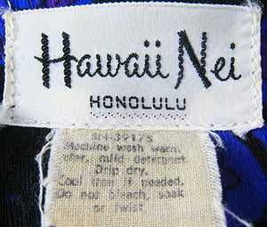 1960s 'Hawaii Nei' Honolulu Hawaiian Tiki Shirt, Day Glow Psychedelic Mod Pop Art Hippie Polynesian Surfer Beatnik Surfing