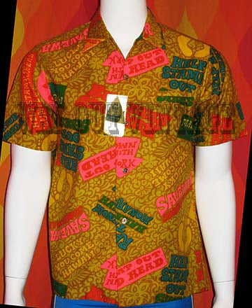 1960's Vintage Men's Short Sleeve Dead Stock Hawaiian Shirt, Mid Century, Tiki Oasis, Hawaii, Pop Art, Psychedelic, Groovy, Beatnik, Surfer, Aloha, Surfing.