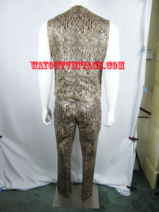 1960's Men Vinyl Faux Python Snake Skin 2 Pc. Buckle Suit Dandy Mod Psychedelic Groovy Carnaby Street, Glam, Biker, Queen Freddie Mercury Era.