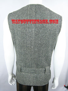 1960's Men's Tweed Plain Chevron Herringbone Gano-Downs Avant Collection Vest, Hippie, Groovy, Psychedelic, Mod, Carnaby Street, Beatnik.