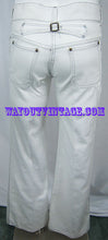 Late 1960's, Early 70's Vintage White Buckle Back Painter Jeans, Glam, Mod, Psychedelic, Hippie